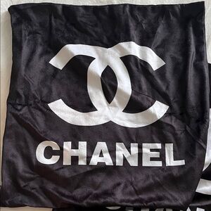 CHANEL Black and White Logo Pillowcase